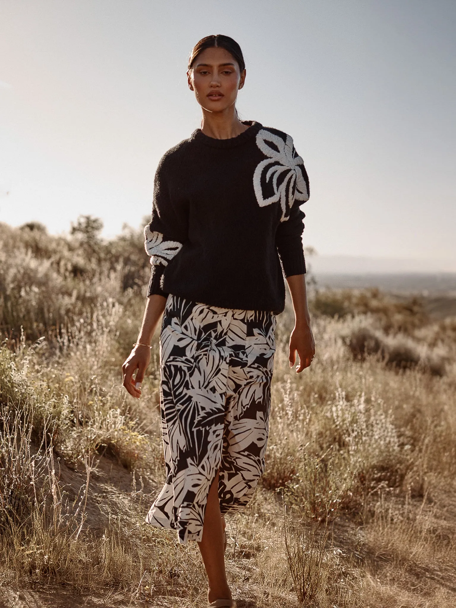 Hibiscus Floral Sweater Embroidery