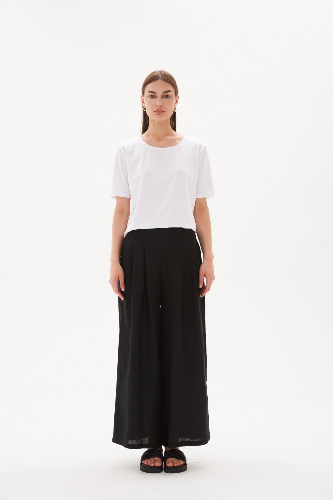 Tirelli Elastic Back Palazzo Pant - Black