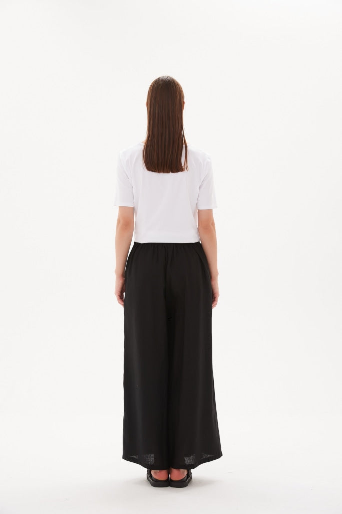 Tirelli Elastic Back Palazzo Pant - Black