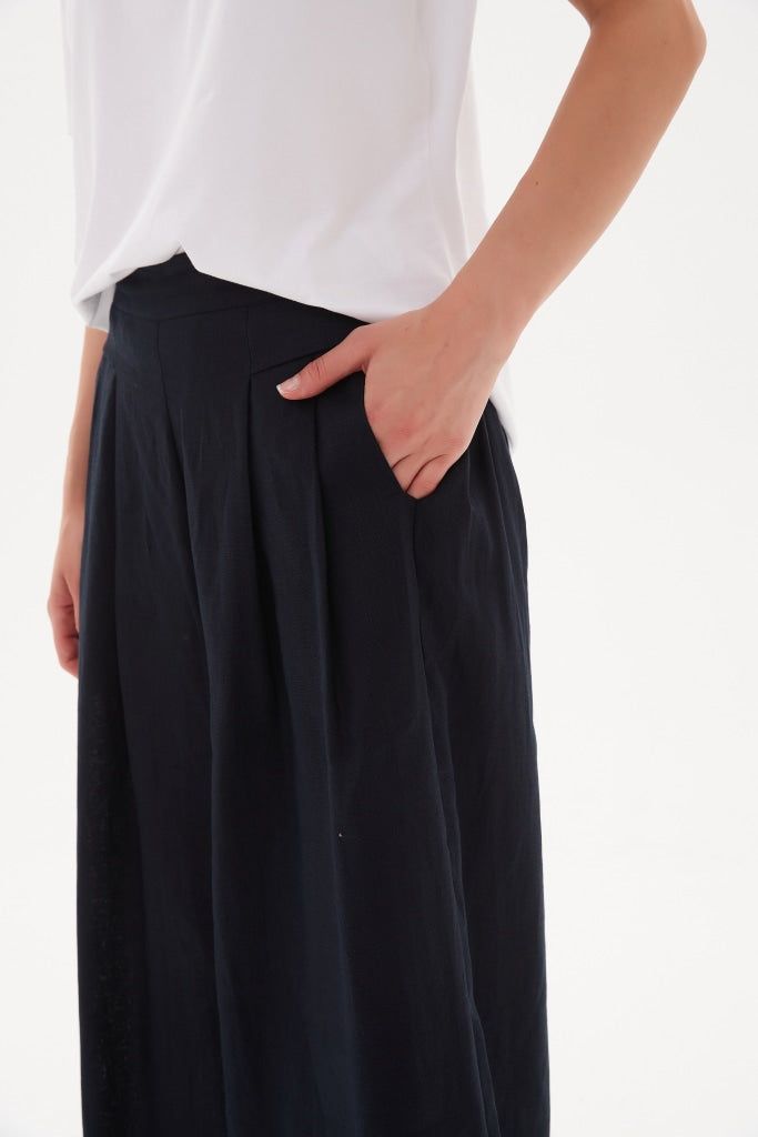 Tirelli Elastic Back Palazzo Pant - Black