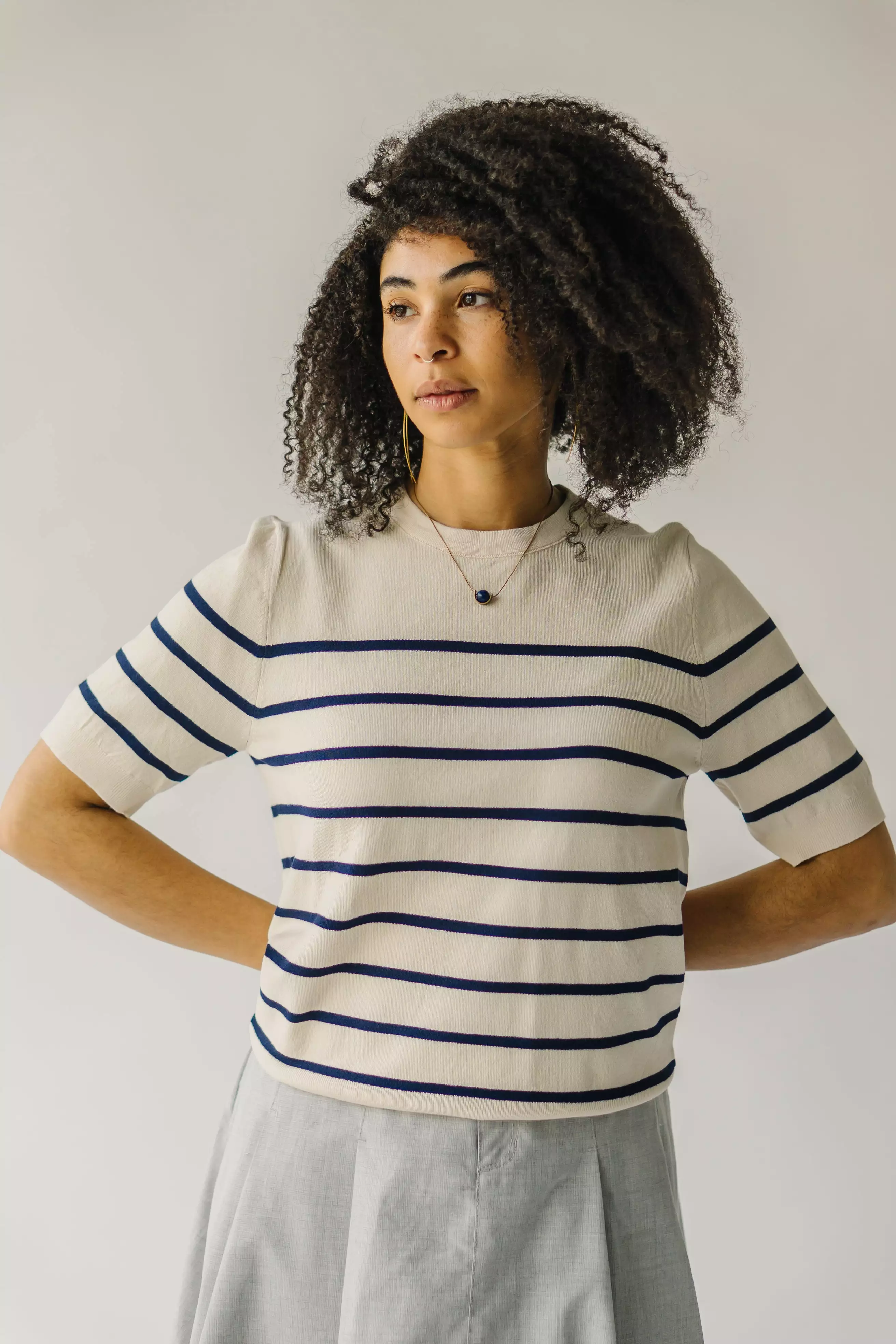 Torin Striped Sweater - Ivory Navy | Shop Now