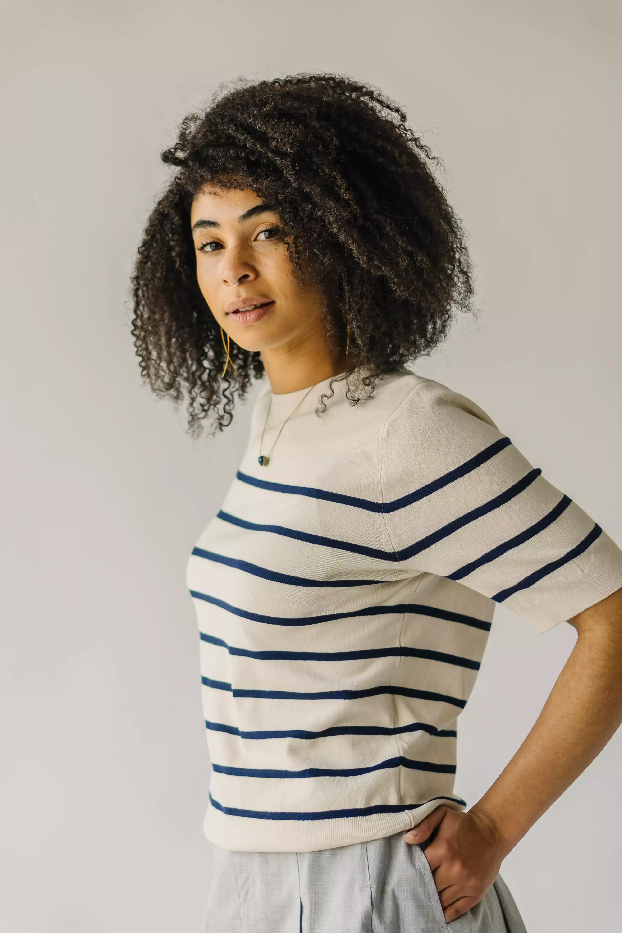 Torin Striped Sweater - Ivory Navy | Shop Now