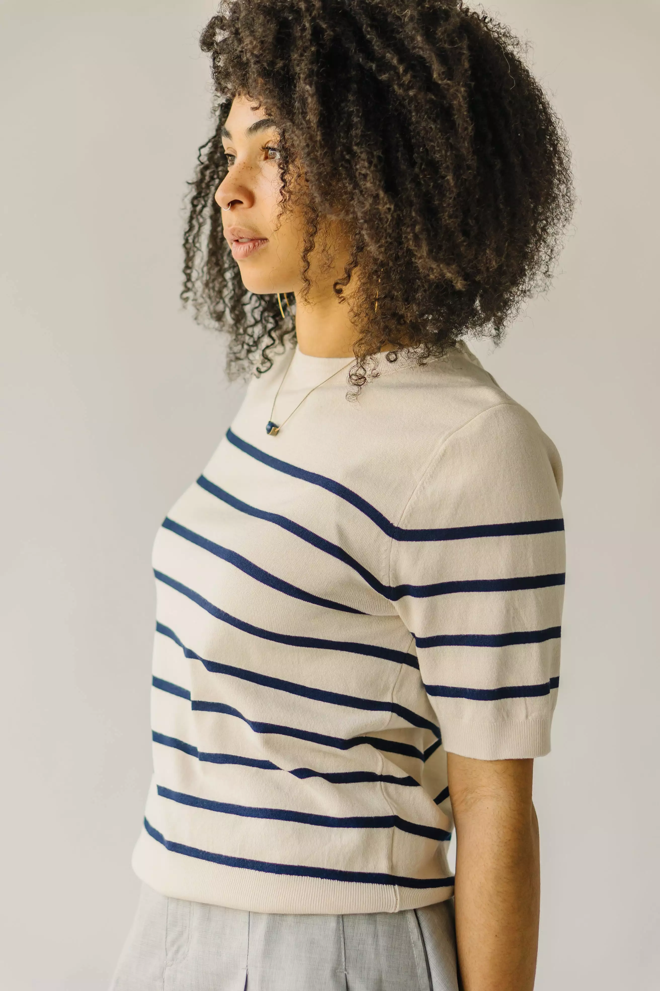 Torin Striped Sweater - Ivory Navy | Shop Now