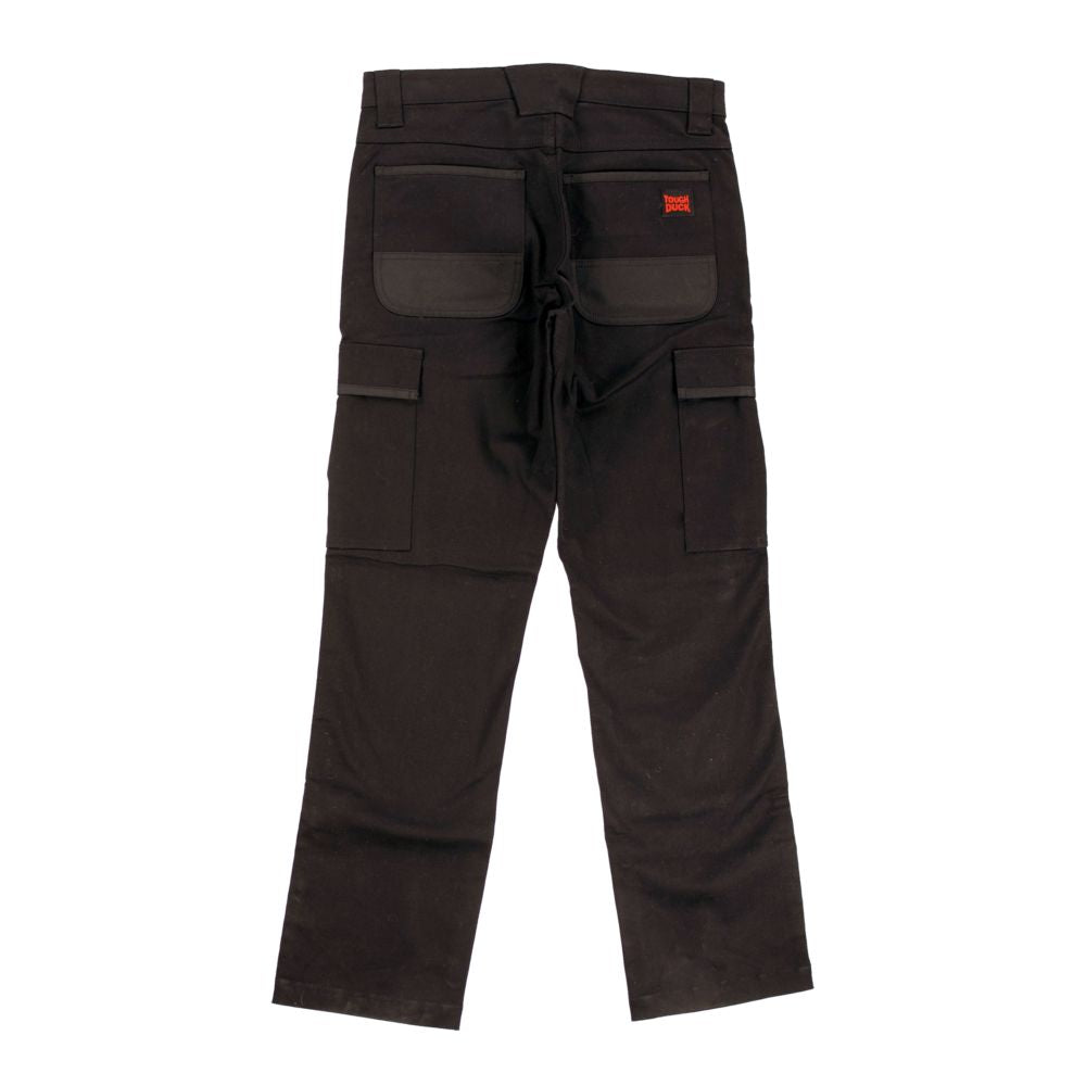 Tough Duck Women's Cargo Pant - Black, 360° Stretch Waist