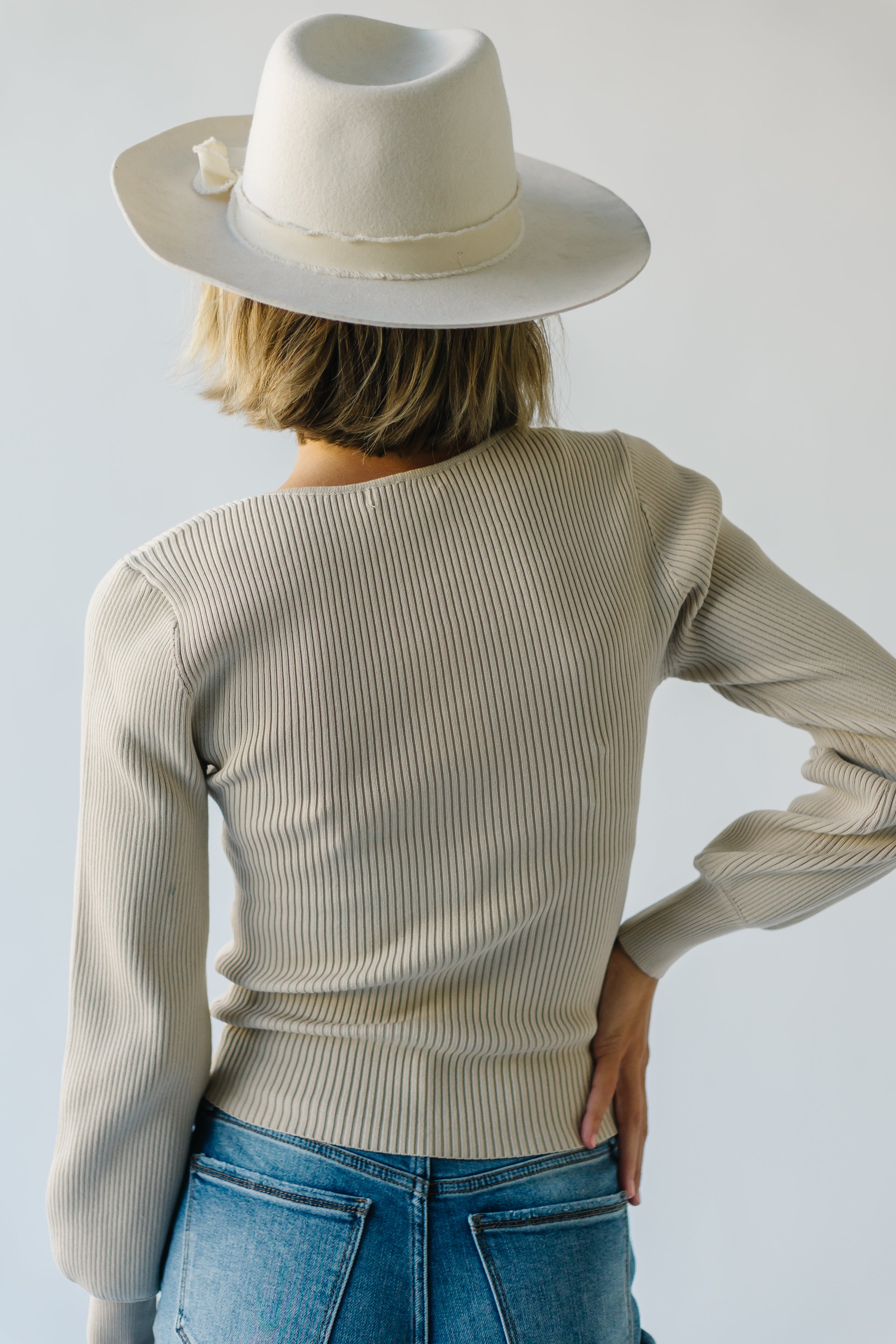 Trammell Ribbed Sweater Taupe.