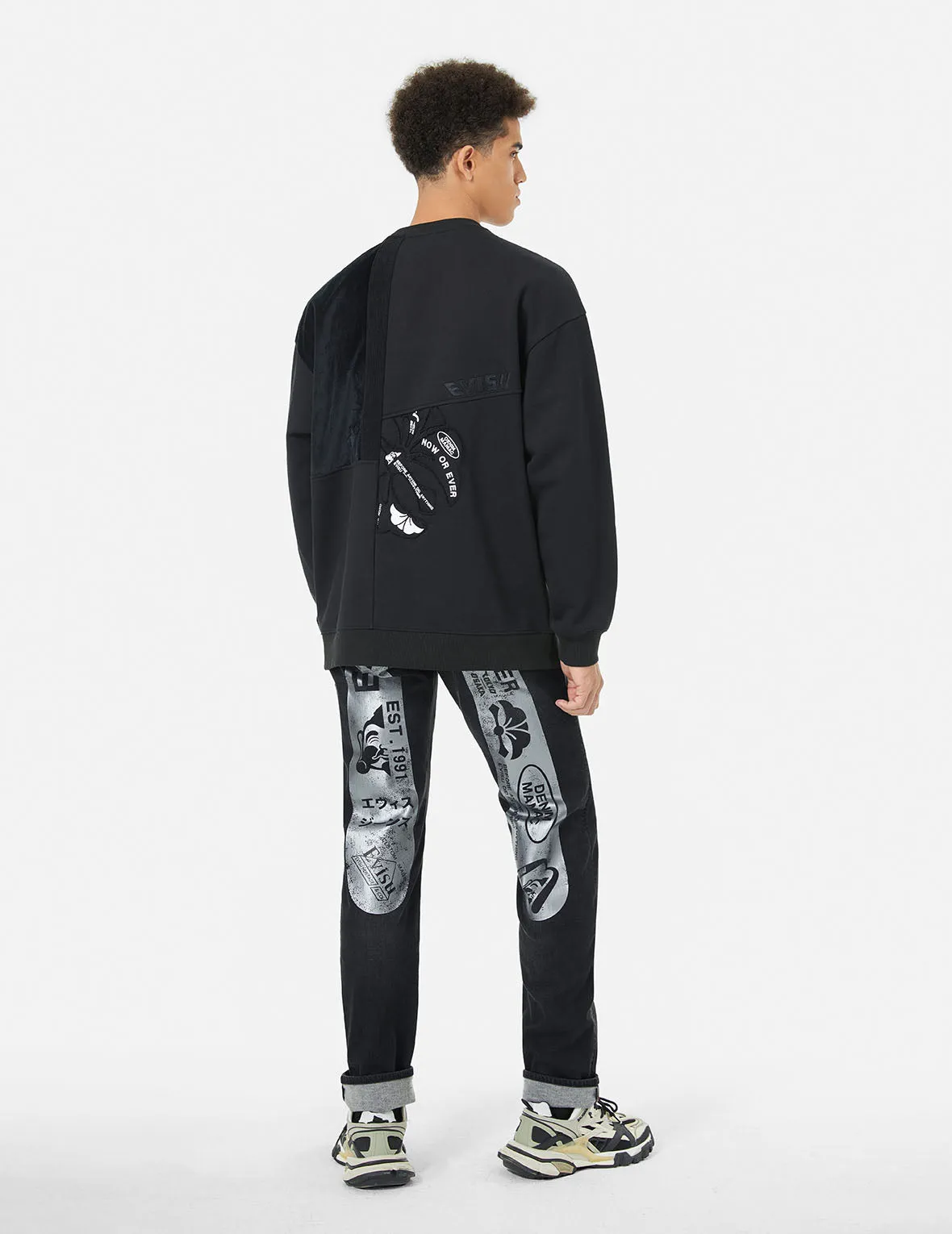 Trendy Graffiti-Style Daicock Print Slim Fit Jeans #2010