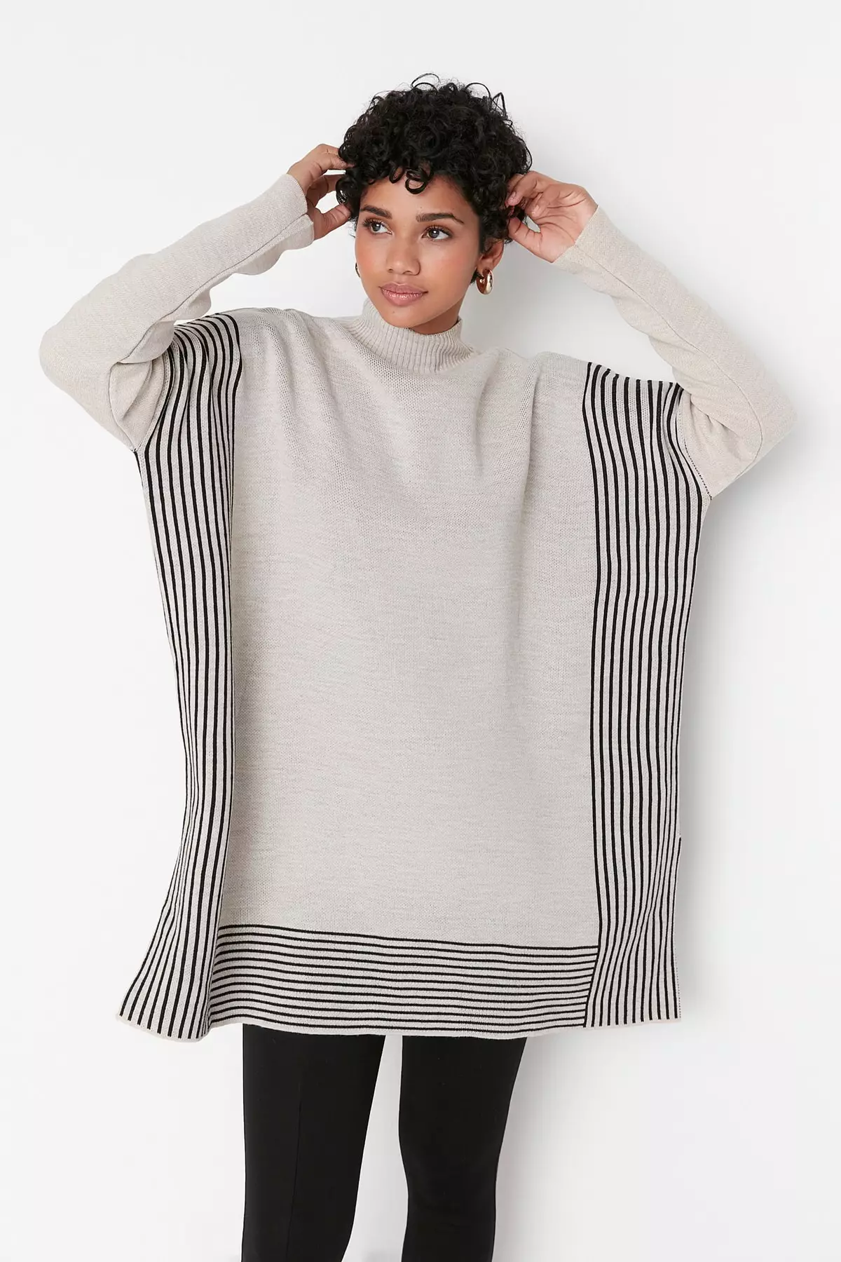 Striped Poncho Sweater from Trendyol