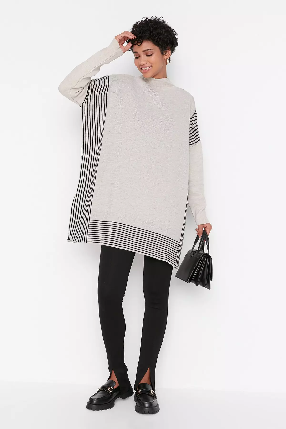 Striped Poncho Sweater from Trendyol