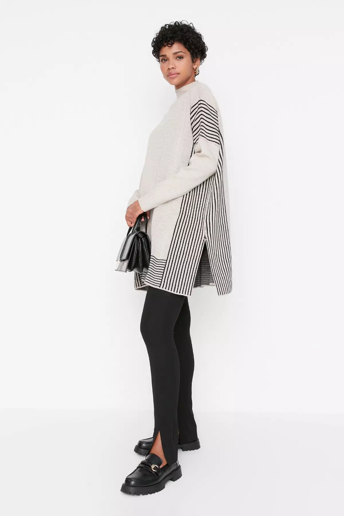 Striped Poncho Sweater from Trendyol