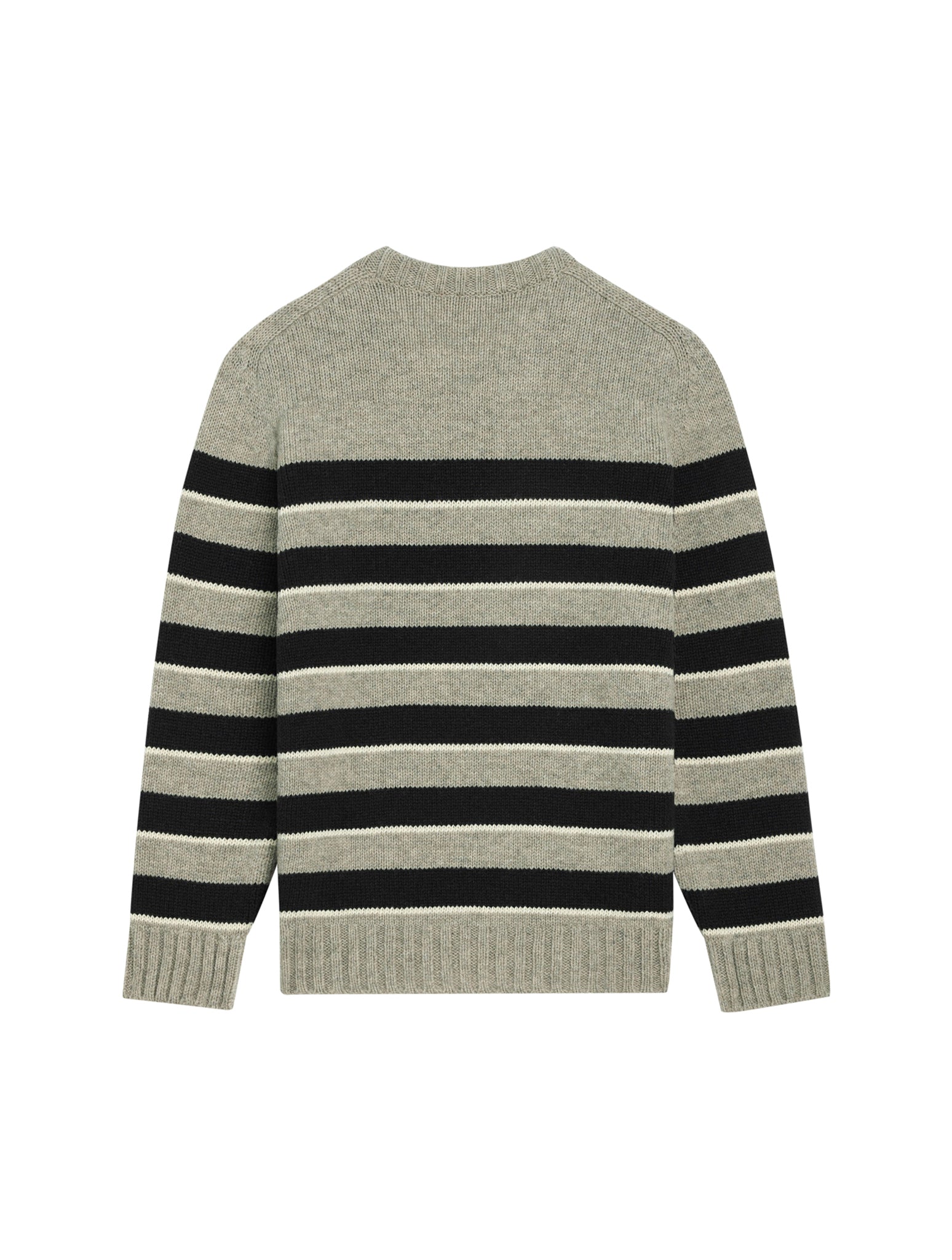 Triomphe Crew Neck Sweater - Light Gray/Black Striped Wool