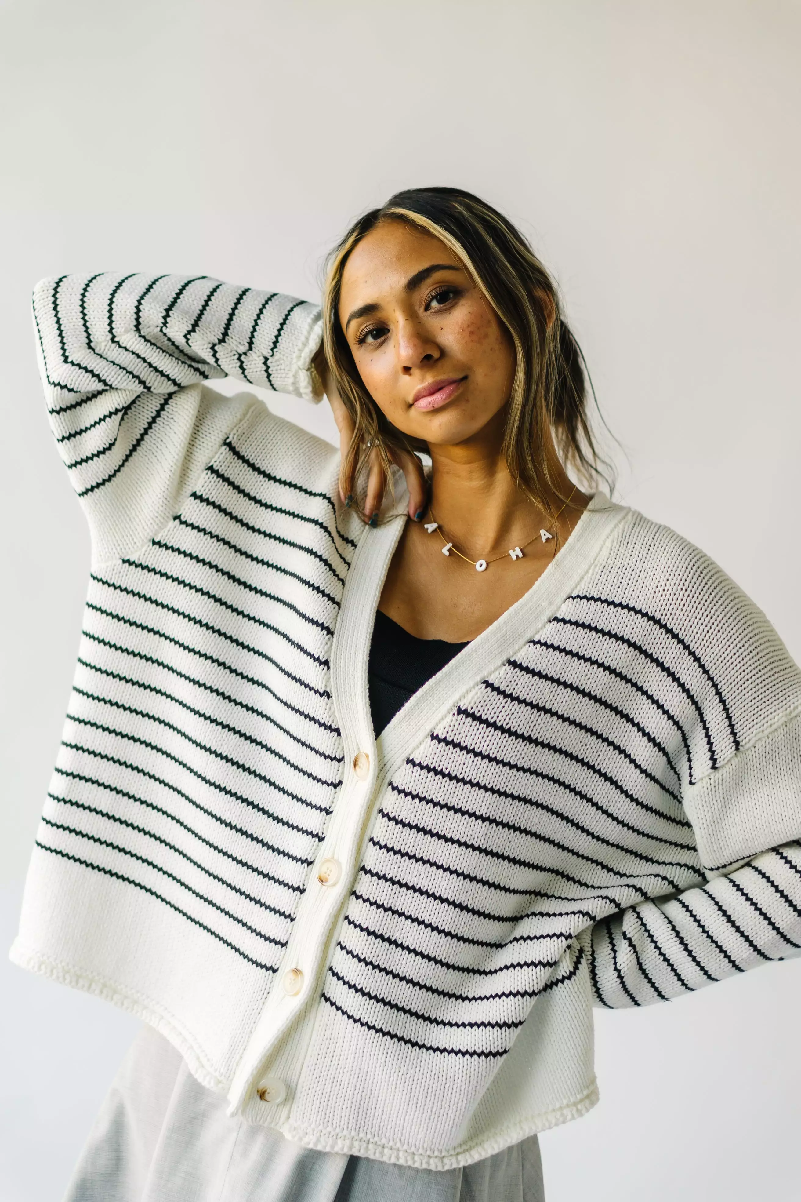 Trudie Striped Cardigan - Black + White | Shop now!