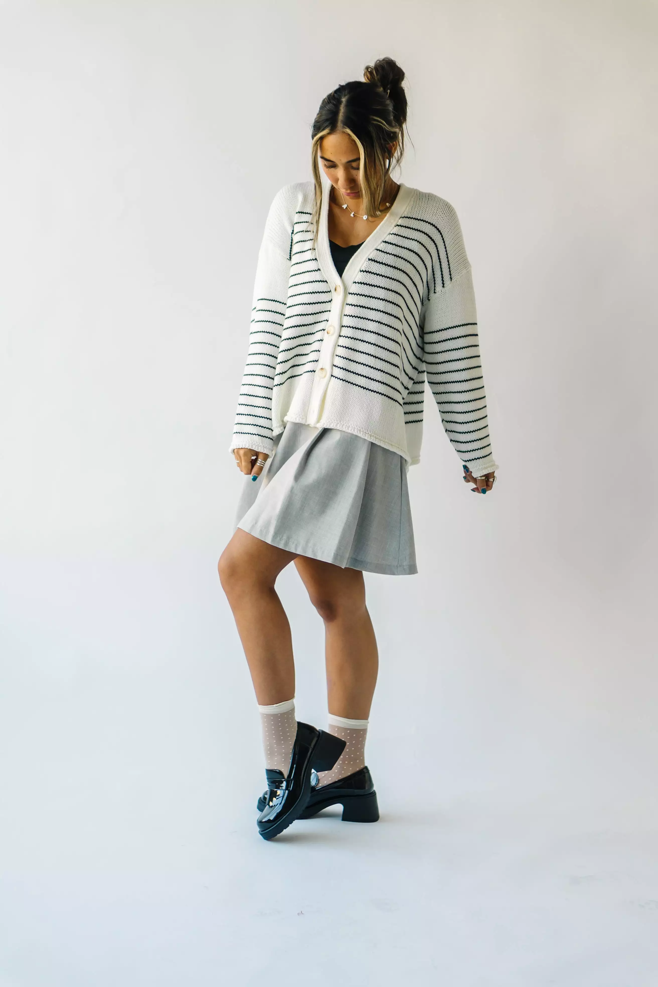 Trudie Striped Cardigan - Black + White | Shop now!