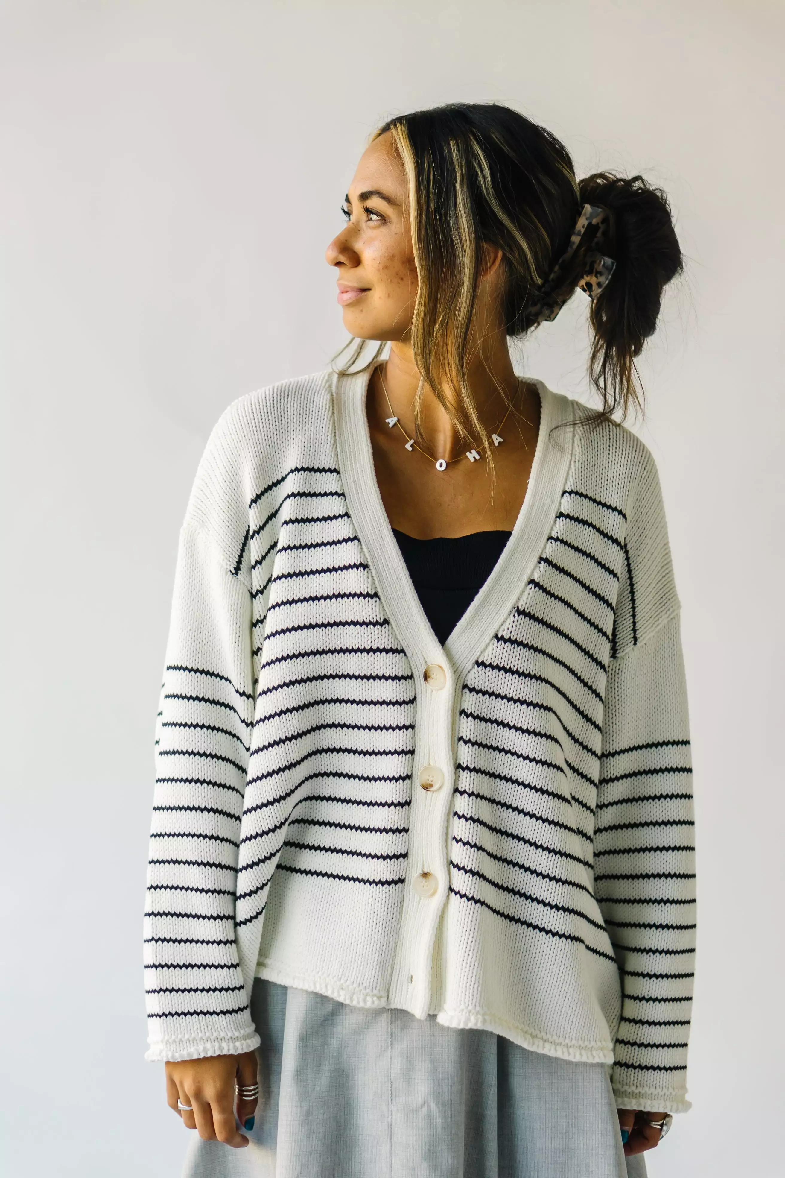 Trudie Striped Cardigan - Black + White | Shop now!