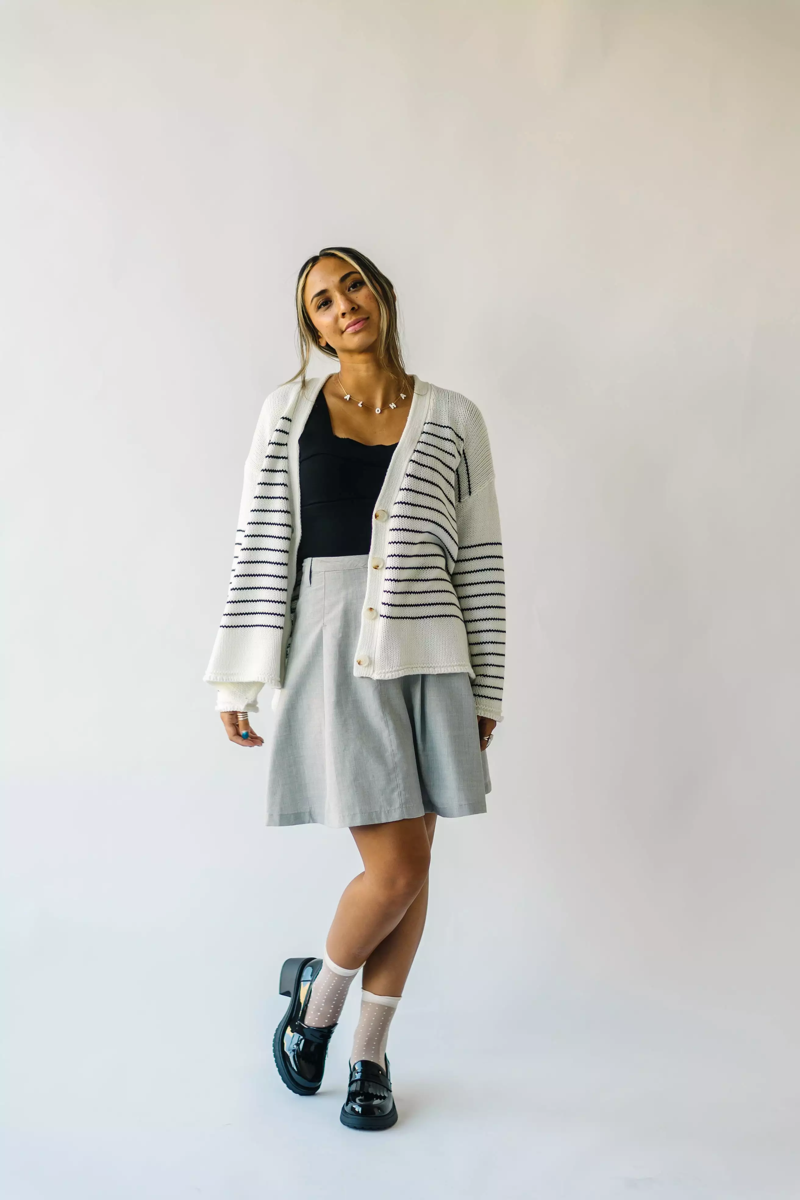 Trudie Striped Cardigan - Black + White | Shop now!