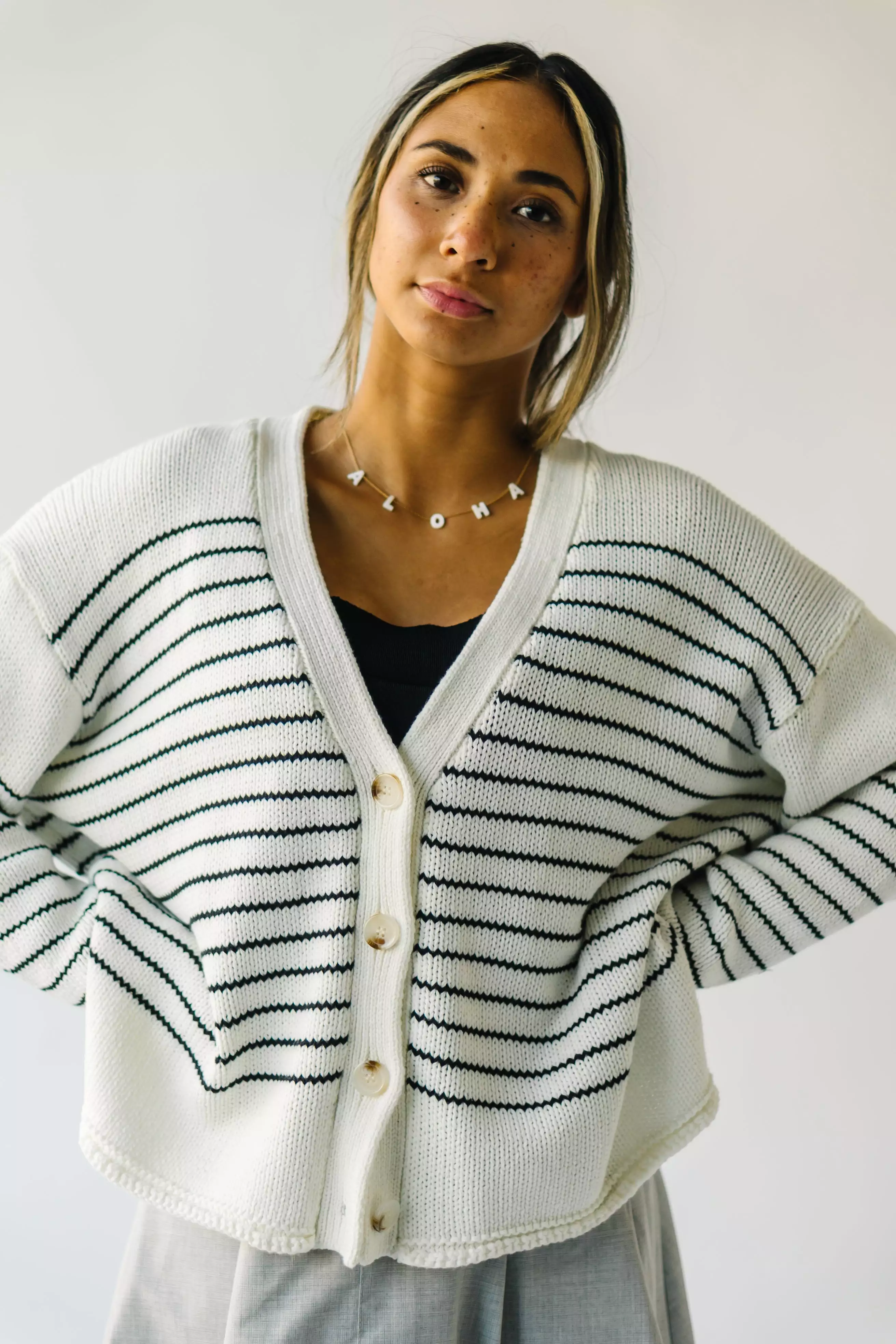 Trudie Striped Cardigan - Black + White | Shop now!