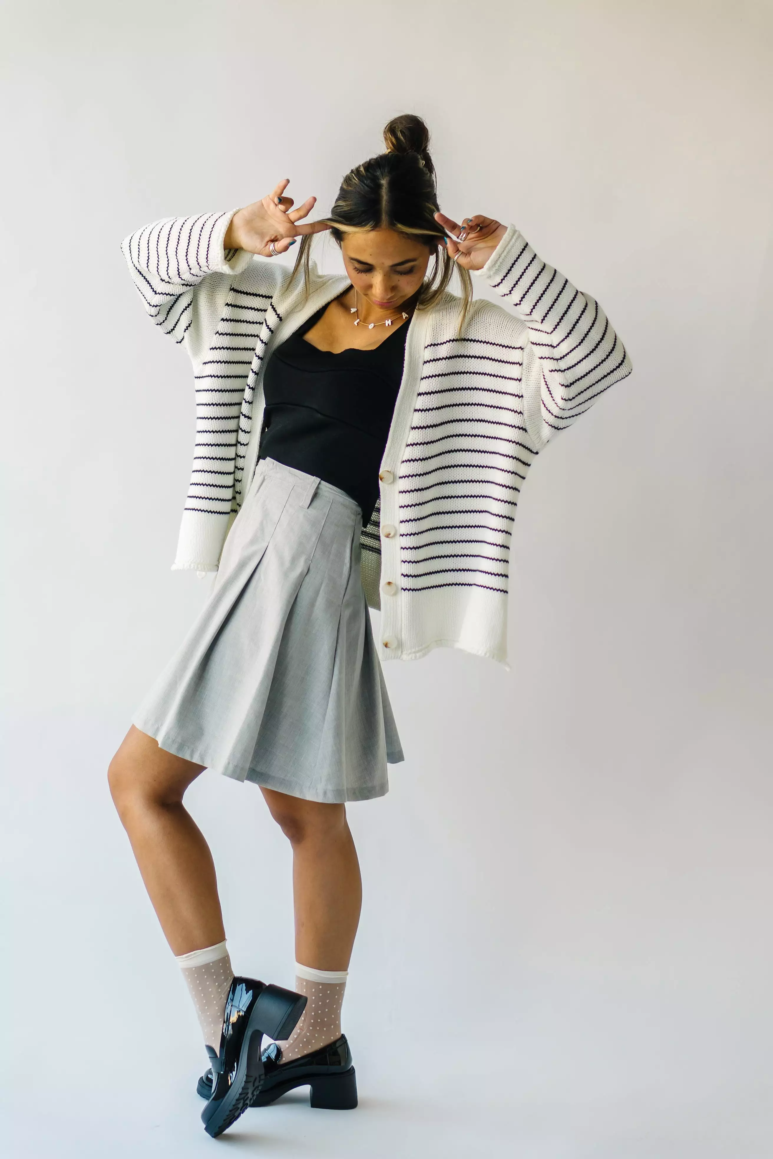 Trudie Striped Cardigan - Black + White | Shop now!