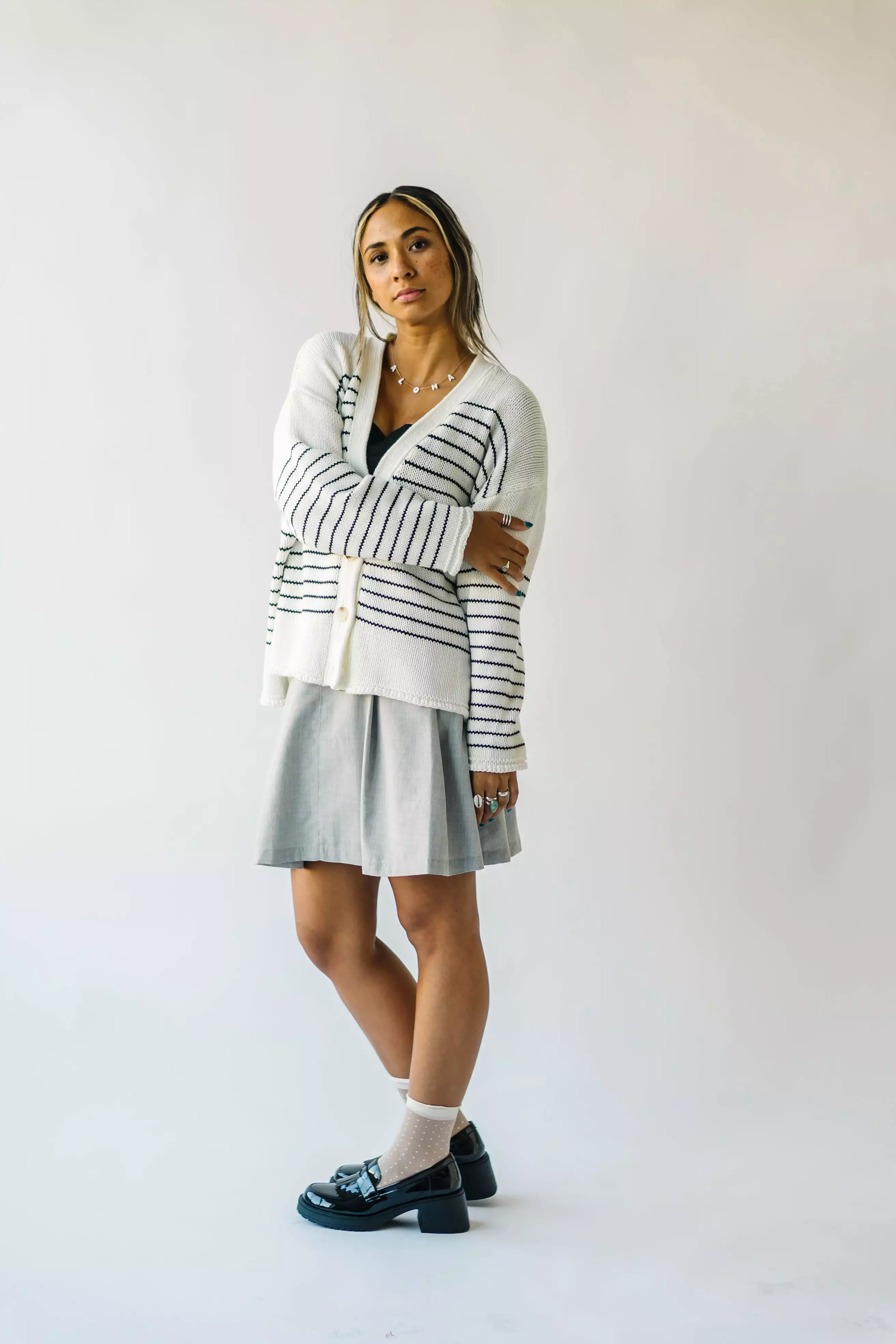 Trudie Striped Cardigan - Black + White | Shop now!