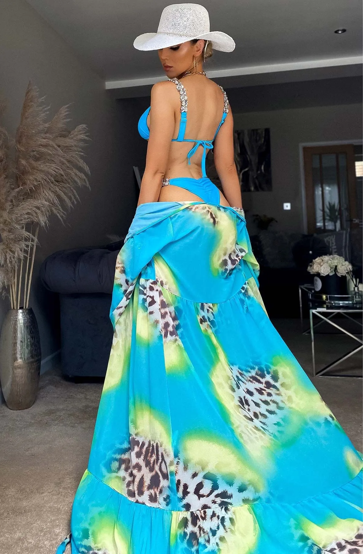 Turquoise Beach Cover Up Maxi Wrap Dress Ivanna