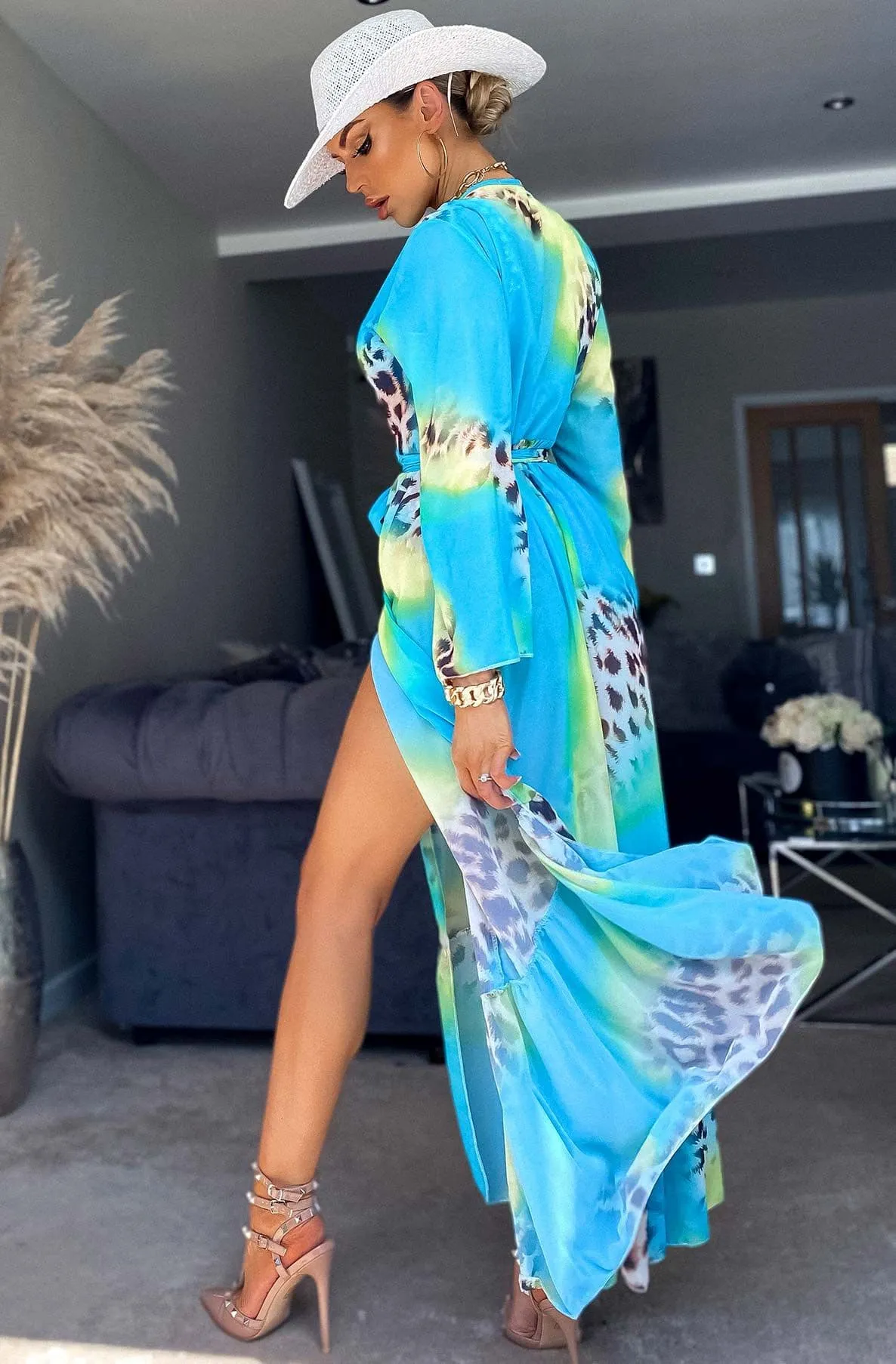 Turquoise Beach Cover Up Maxi Wrap Dress Ivanna