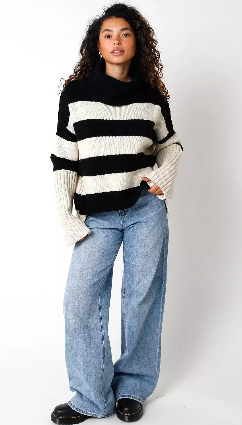 Turtleneck Sweater with Stripes