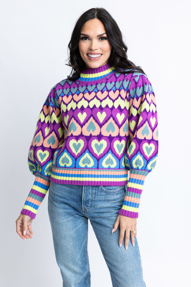 Unique Heart Patterned Sweater