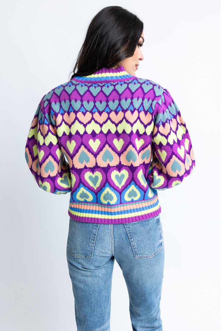 Unique Heart Patterned Sweater