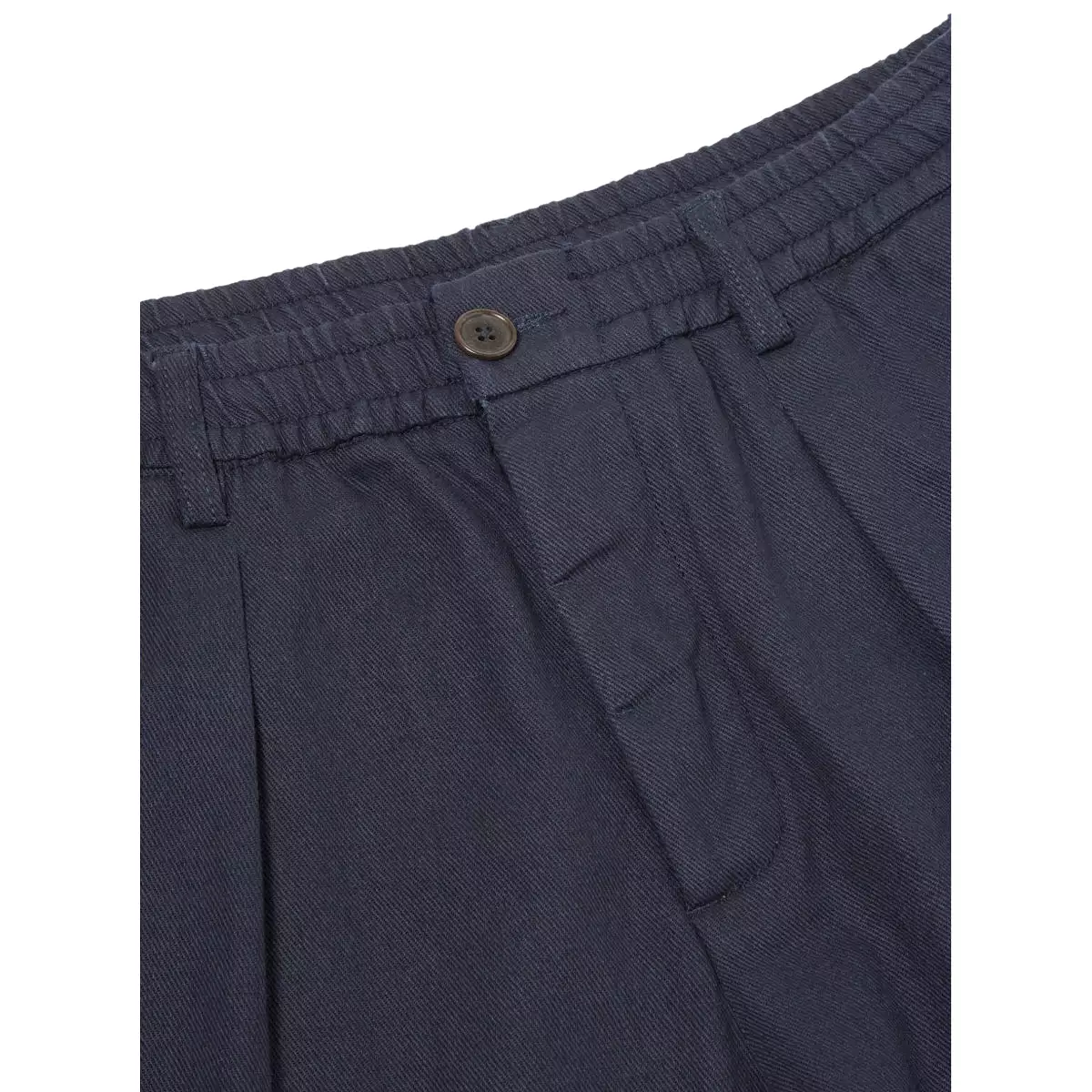 Universal Works navy pleated track pant 29181 in winter twill fabric.