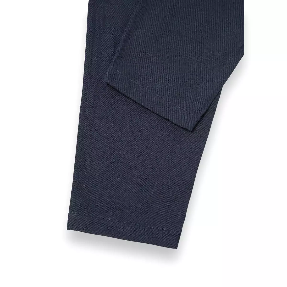 Universal Works navy pleated track pant 29181 in winter twill fabric.