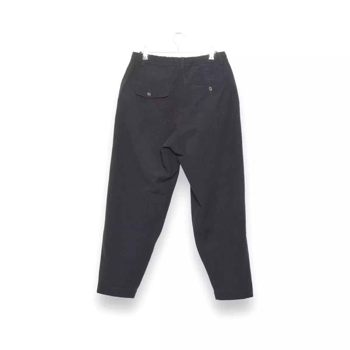 Universal Works Navy Pleated Track Pant 29727 - Wool Cot Seersucker