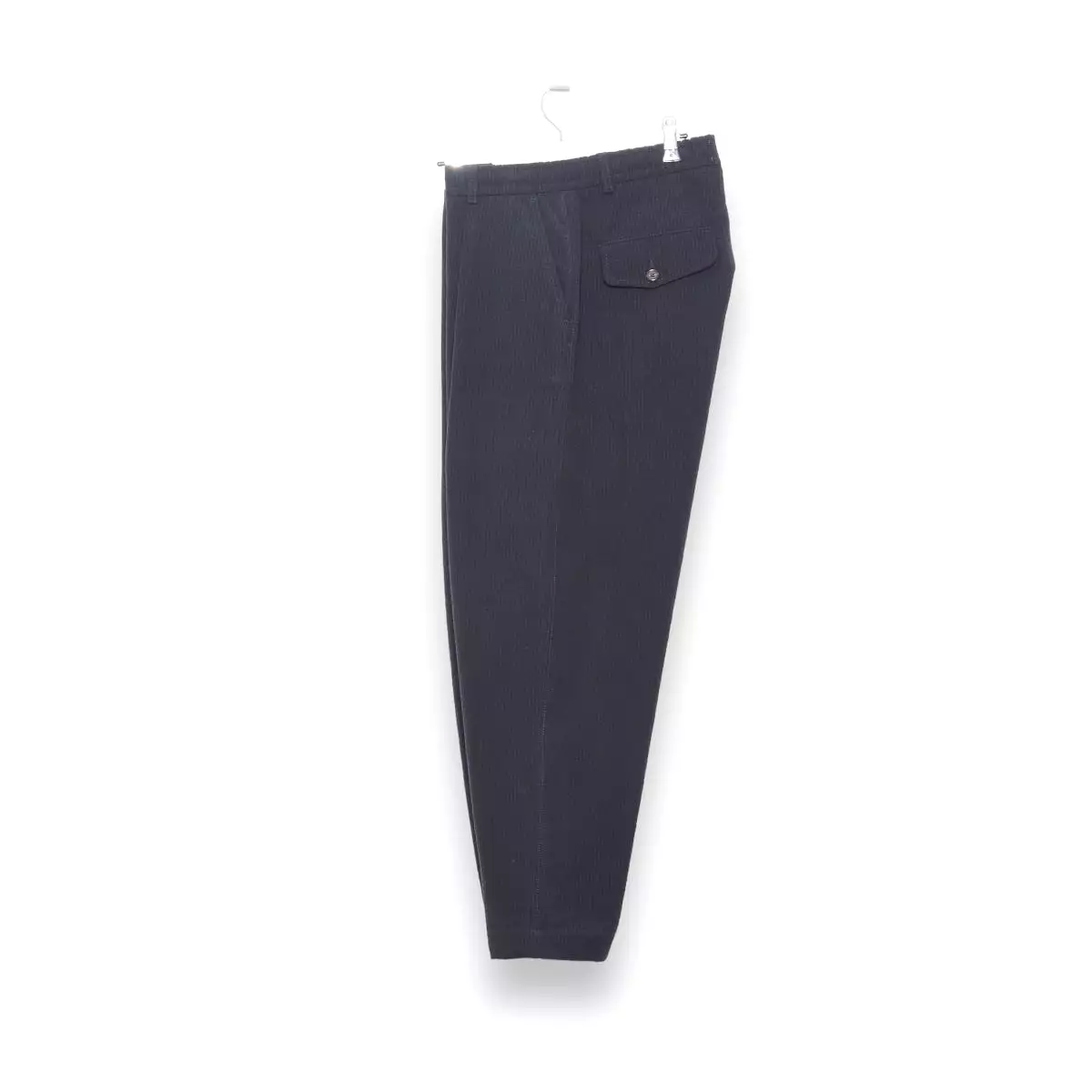 Universal Works Navy Pleated Track Pant 29727 - Wool Cot Seersucker