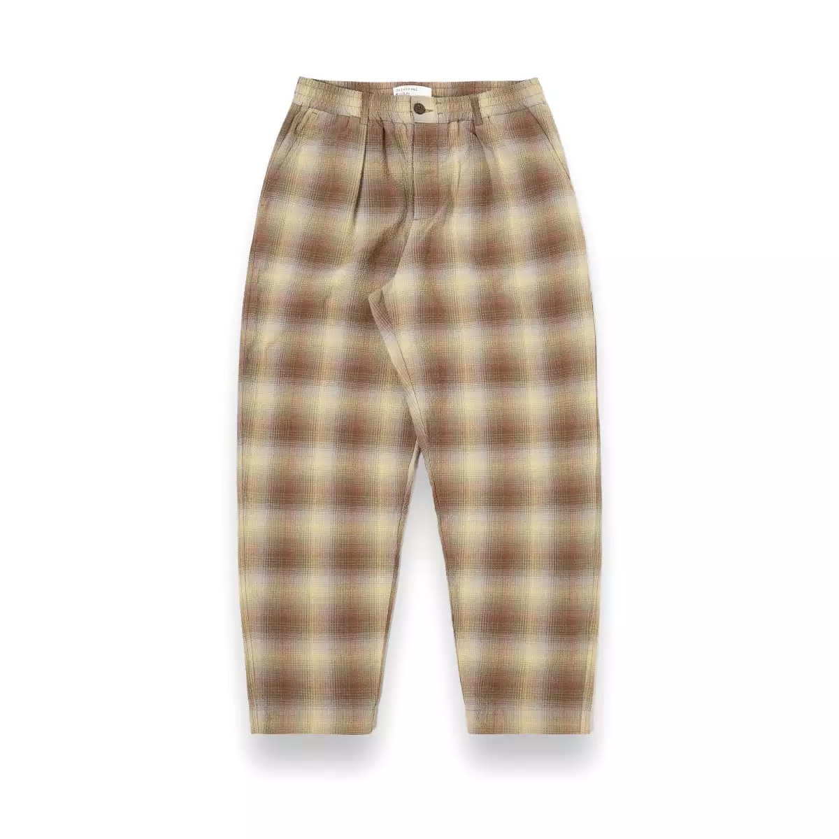 Universal Works Olive Pleated Track Pant - Check Seersucker 30533 - Best Prices