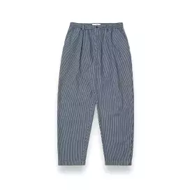 Universal Works Pleated Track Pant - 30546 Hickory Stripe Denim Indigo