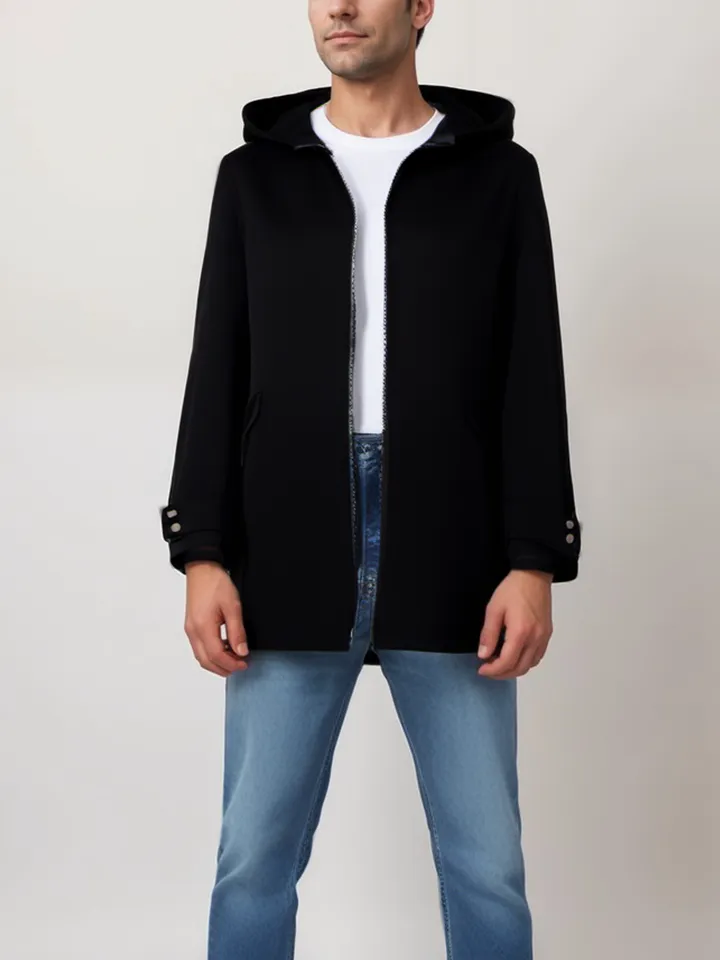 Vegan Wool Hooded Coat