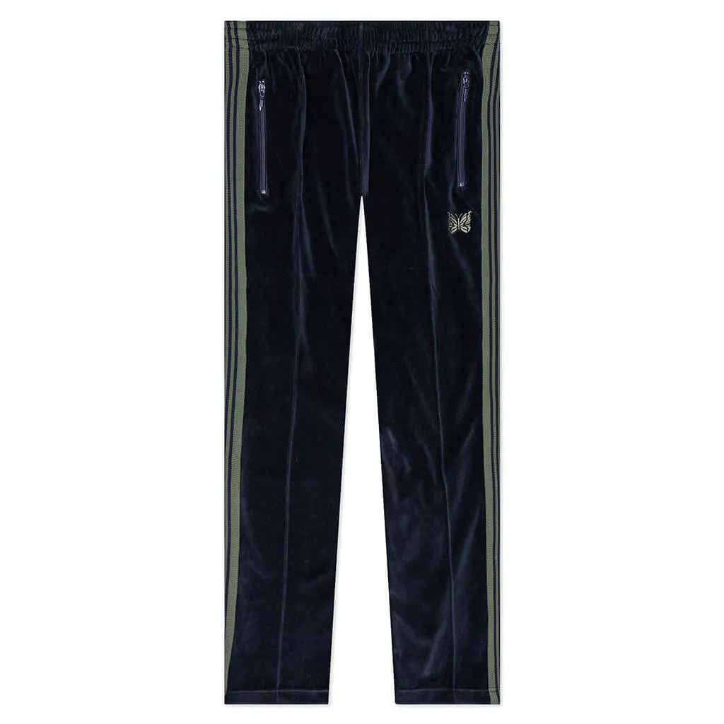 Blue Velour Slim Fit Track Pants