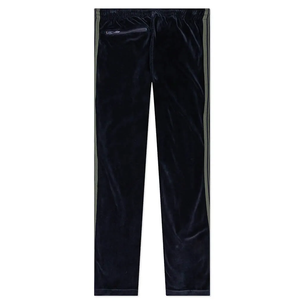 Blue Velour Slim Fit Track Pants