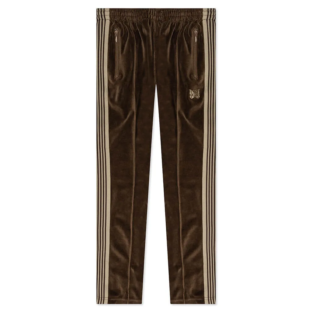 Brown Velour Skinny Track Pants