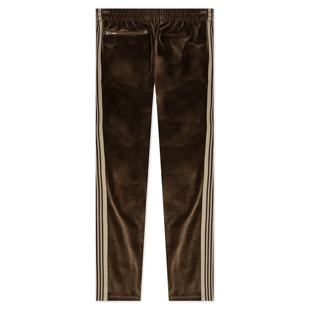 Brown Velour Skinny Track Pants