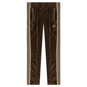 Brown Velour Skinny Track Pants