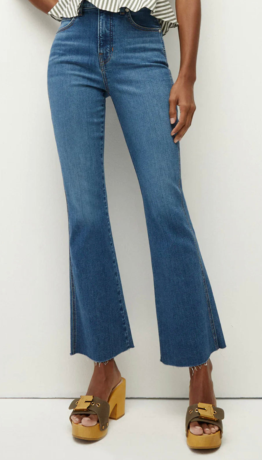 Veronica Beard Carson Ankle Flare Jean Raw Hem Serendipity - Women's Denim Jeans