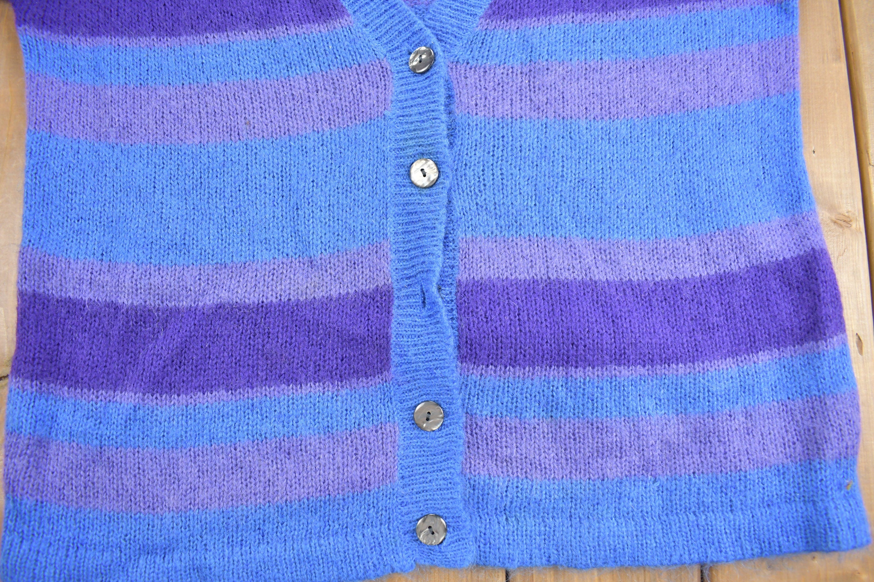 Vintage 1980s Abercrombie & Fitch Mohair Knit Cardigan Sweater Striped - Button Up