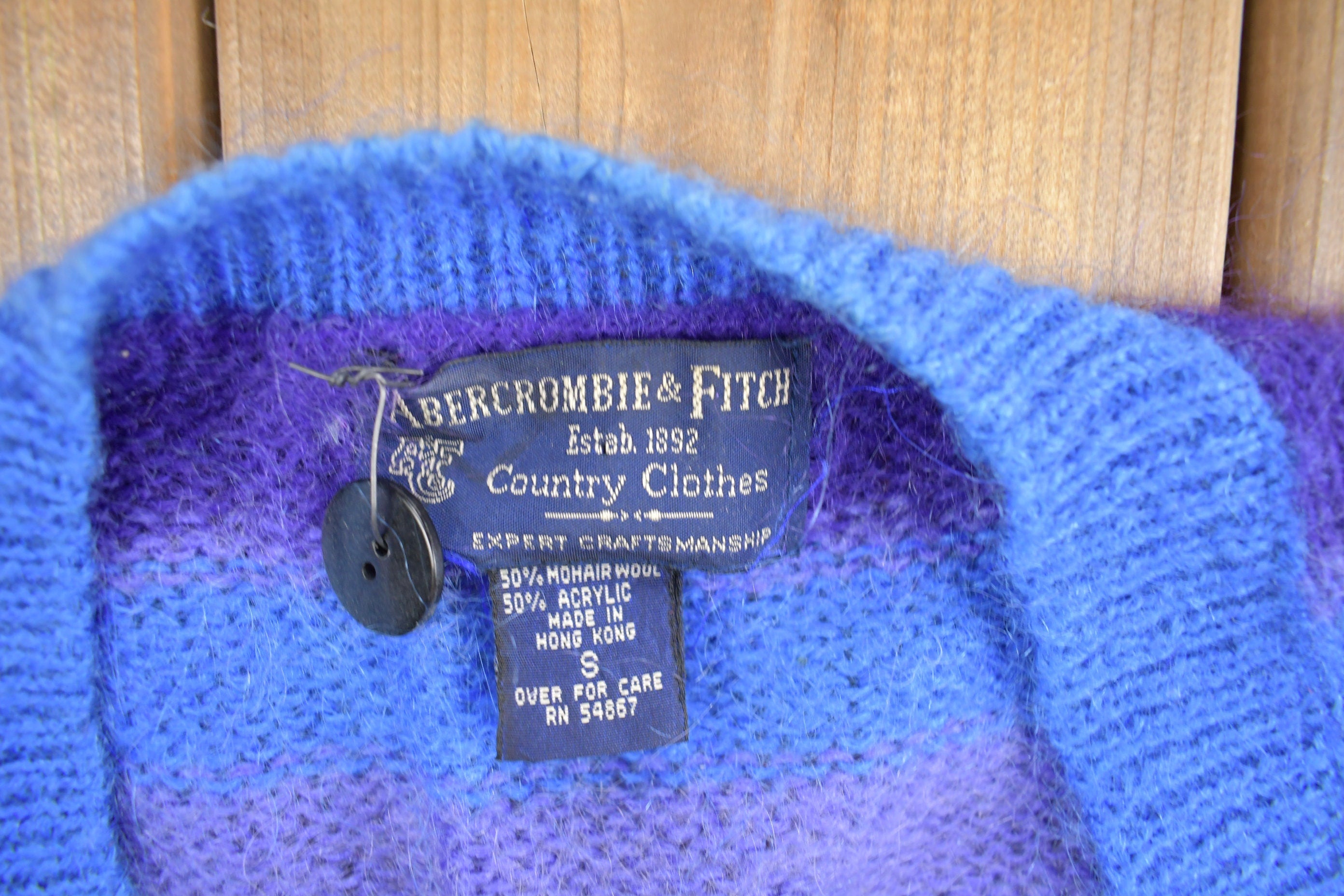 Vintage 1980s Abercrombie & Fitch Mohair Knit Cardigan Sweater Striped - Button Up