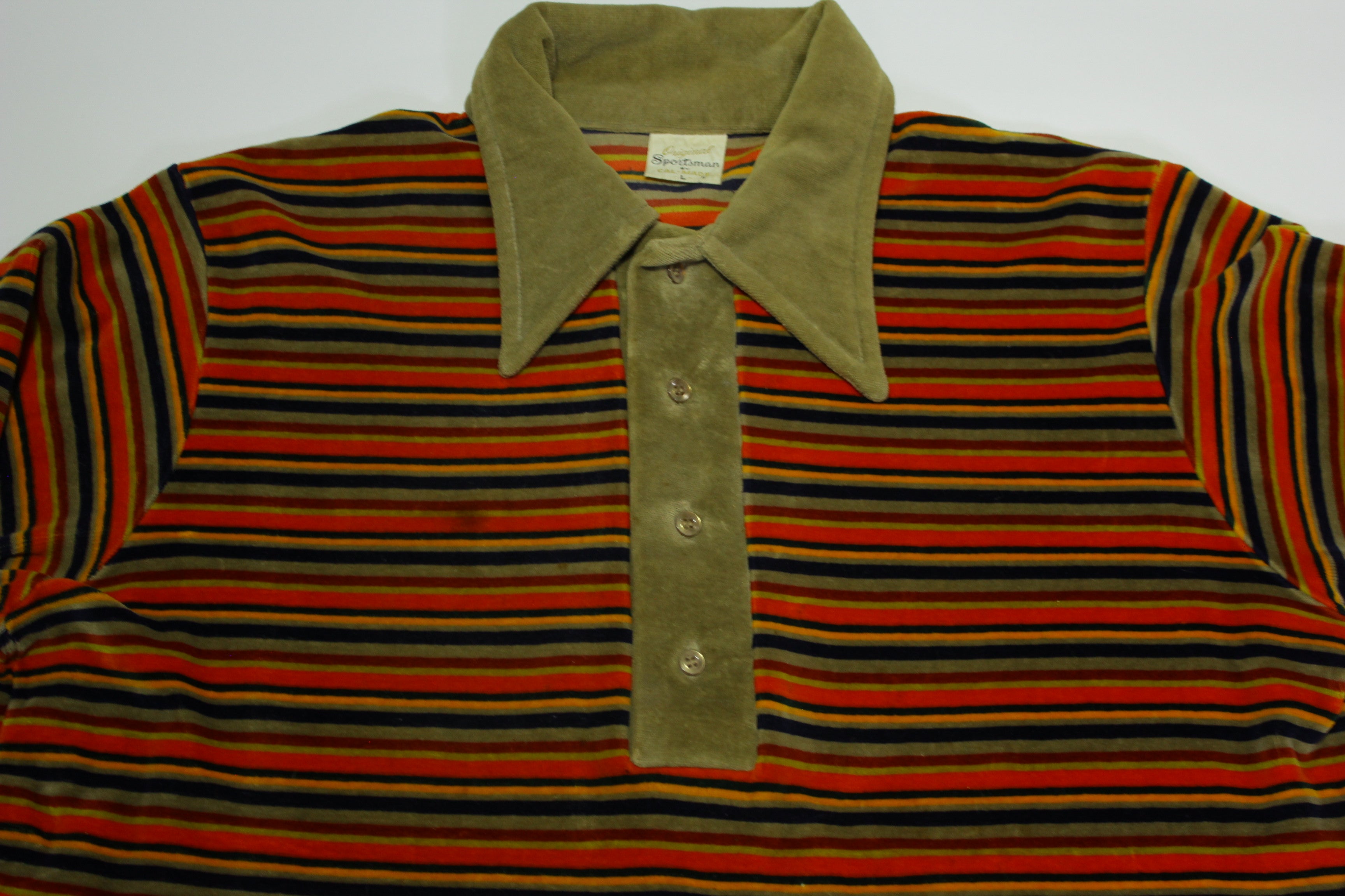 Vintage 60's Velour Striped Sweater by Cal-Made - Original Sportsman