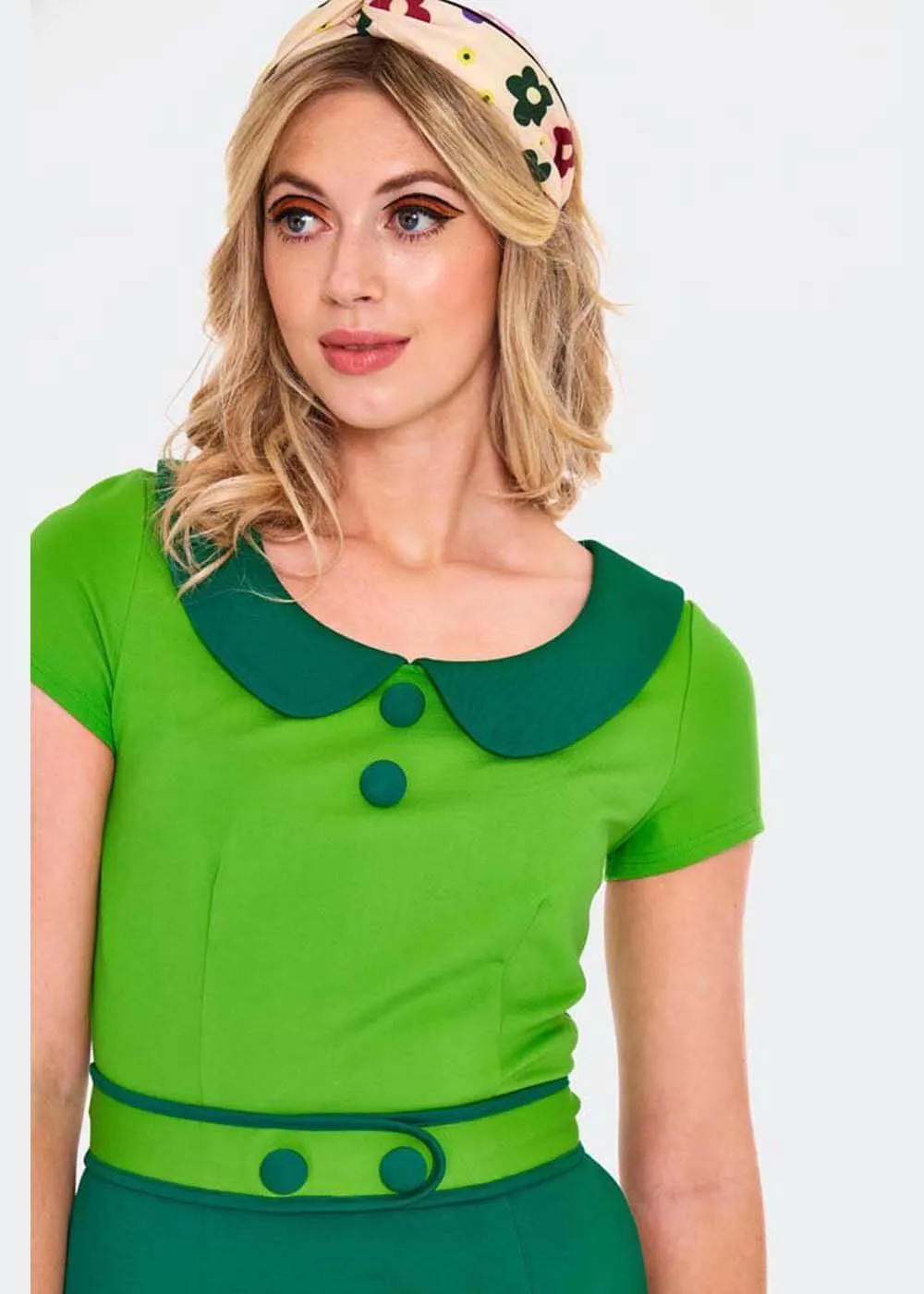 Voodoo Vixen Stacey Retro 60's Green Dress