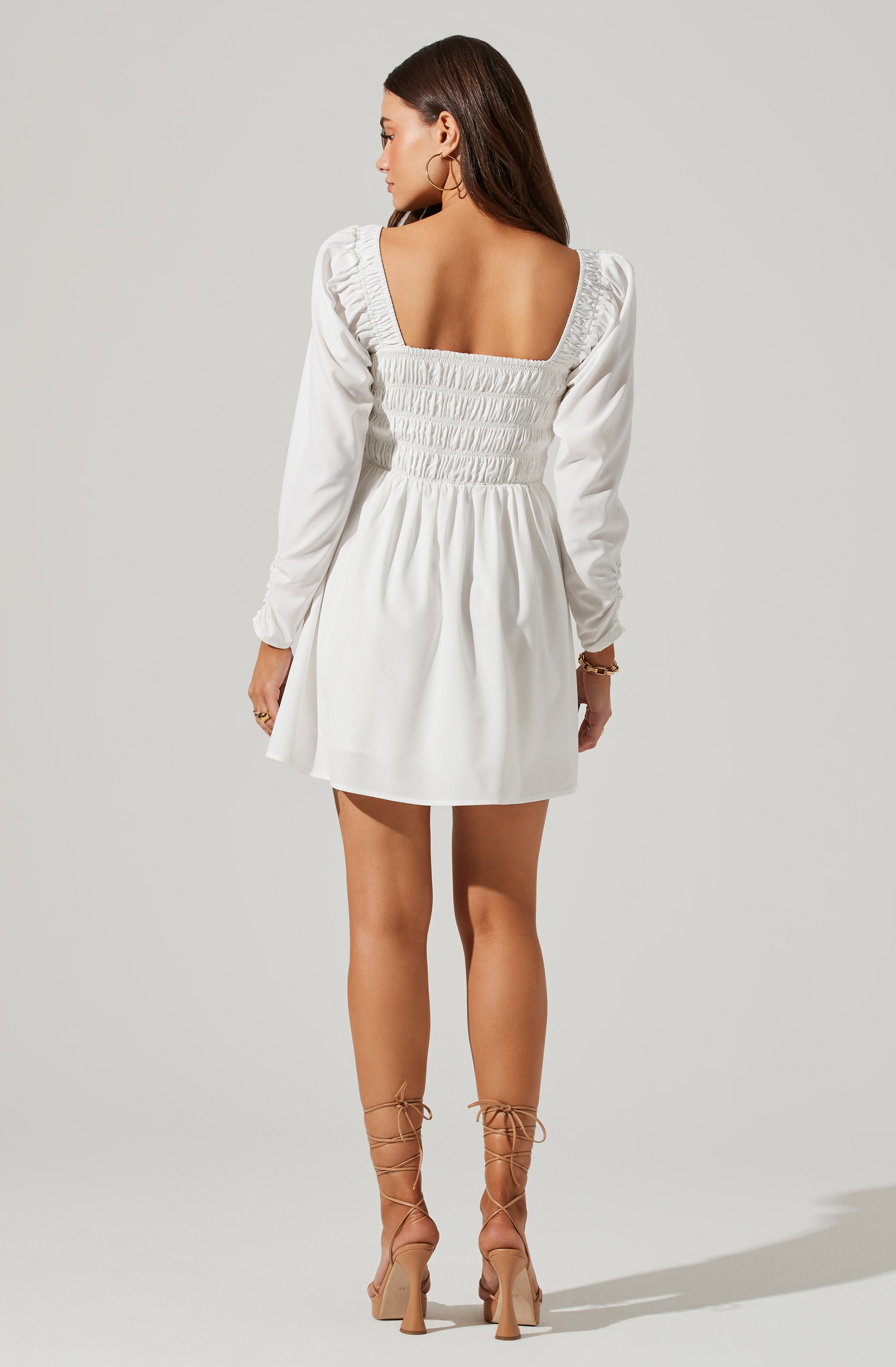 Waist-Cinching Long Sleeve Mini Dress