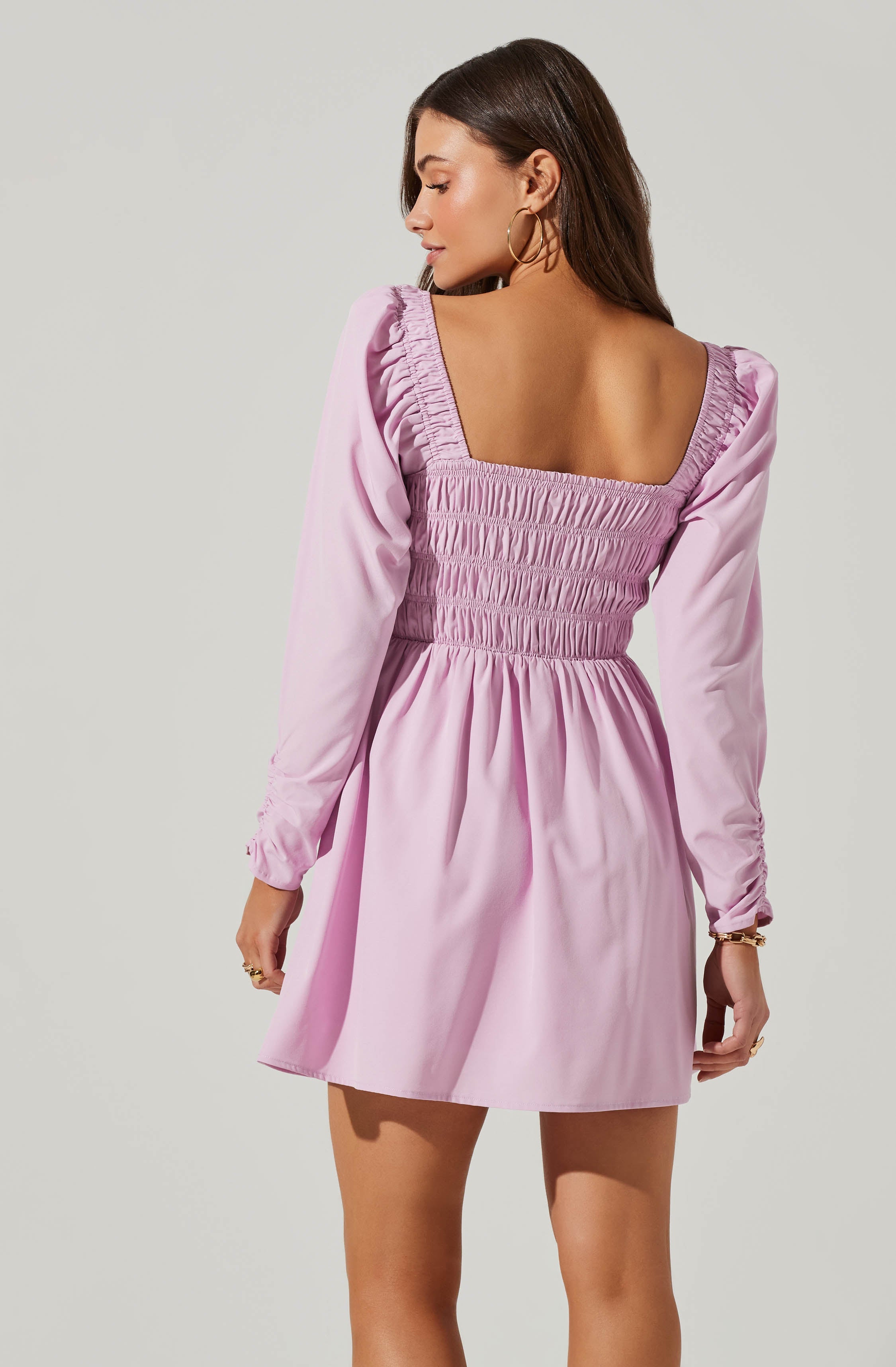 Waist-Cinching Long Sleeve Mini Dress