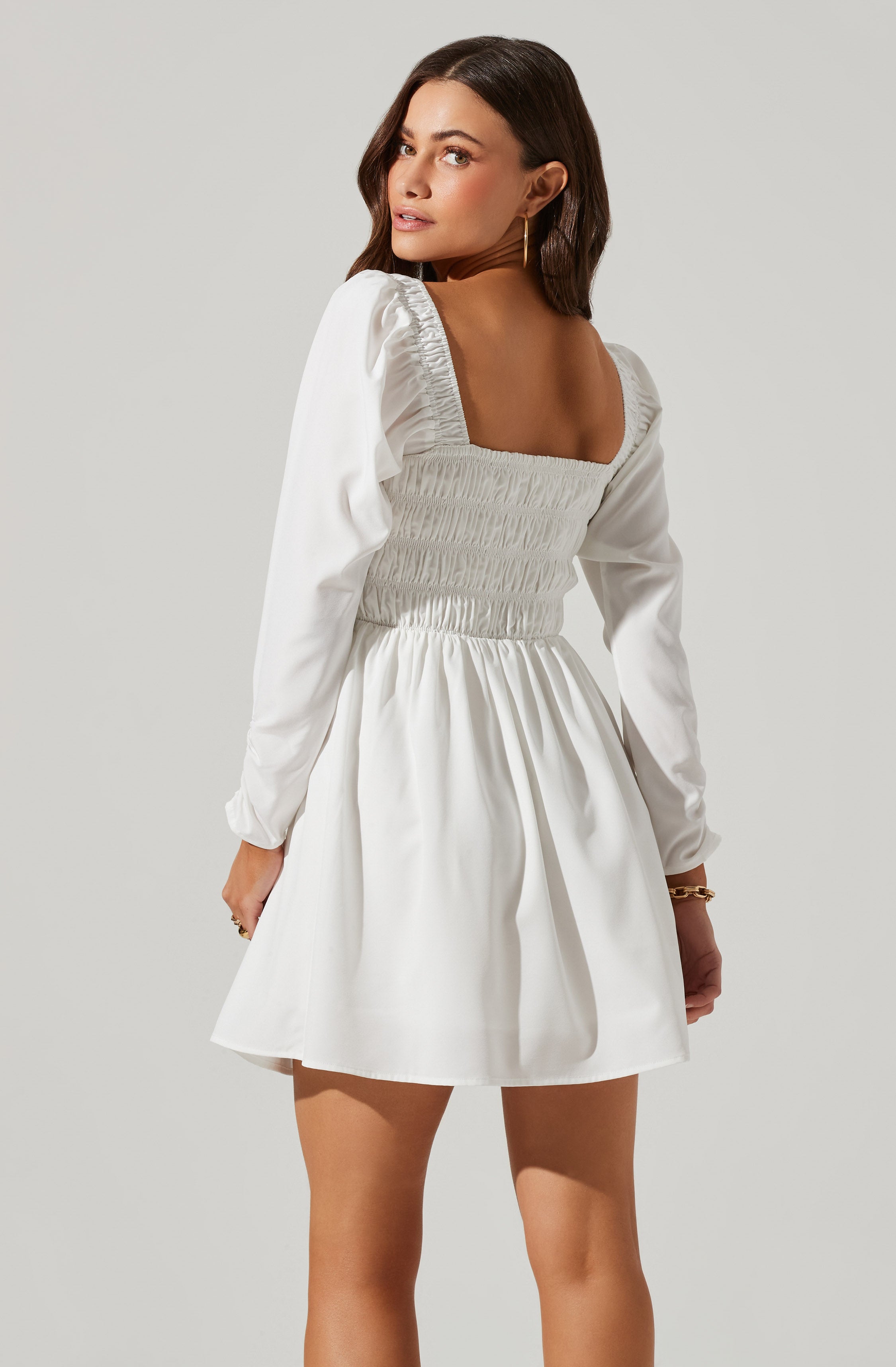 Waist-Cinching Long Sleeve Mini Dress