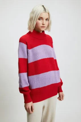 Waite Red Lilac Striped Sweater