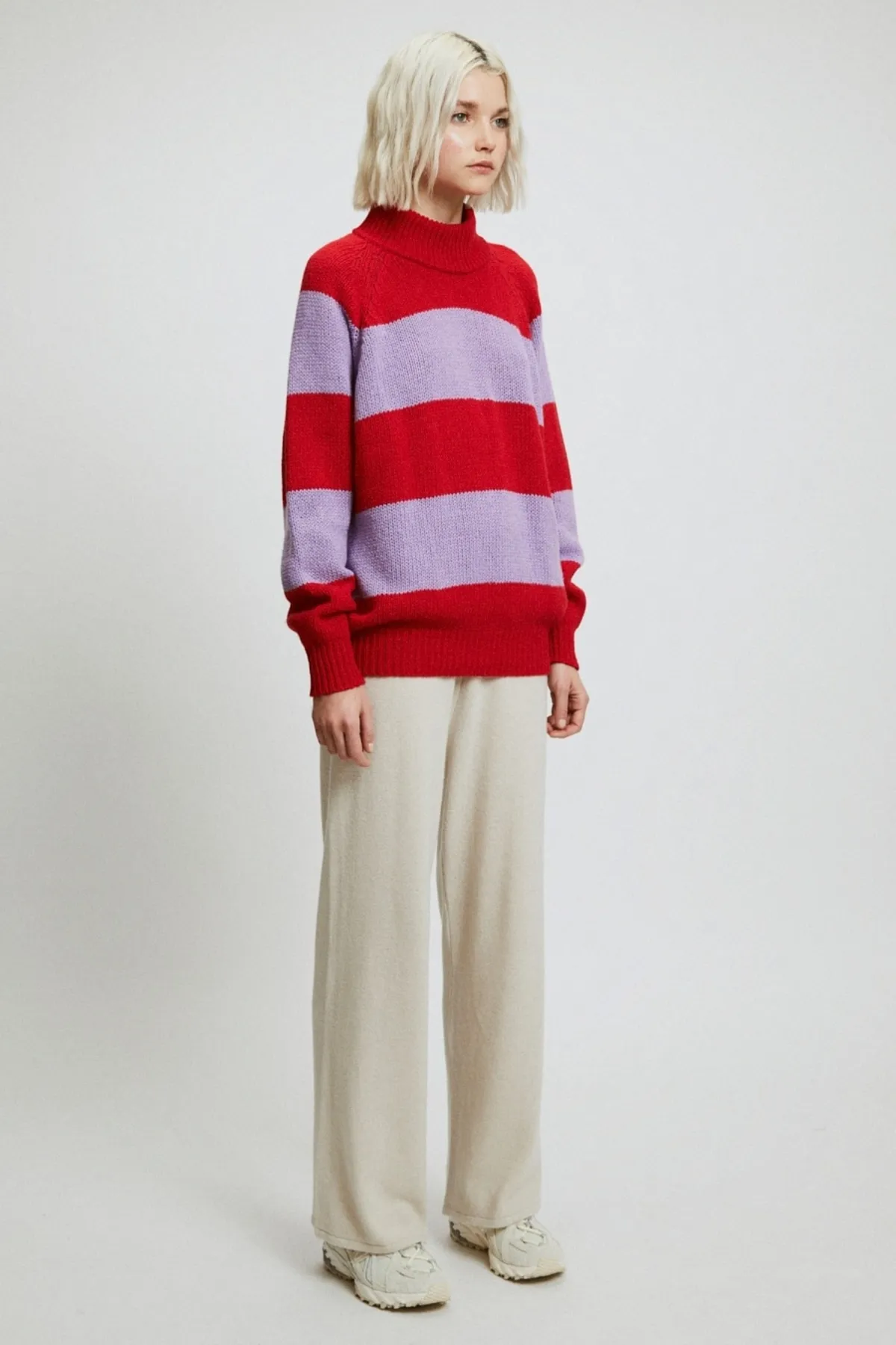 Waite Red Lilac Striped Sweater