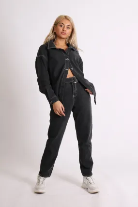 Washed Black Co-Ord Mom Jeans