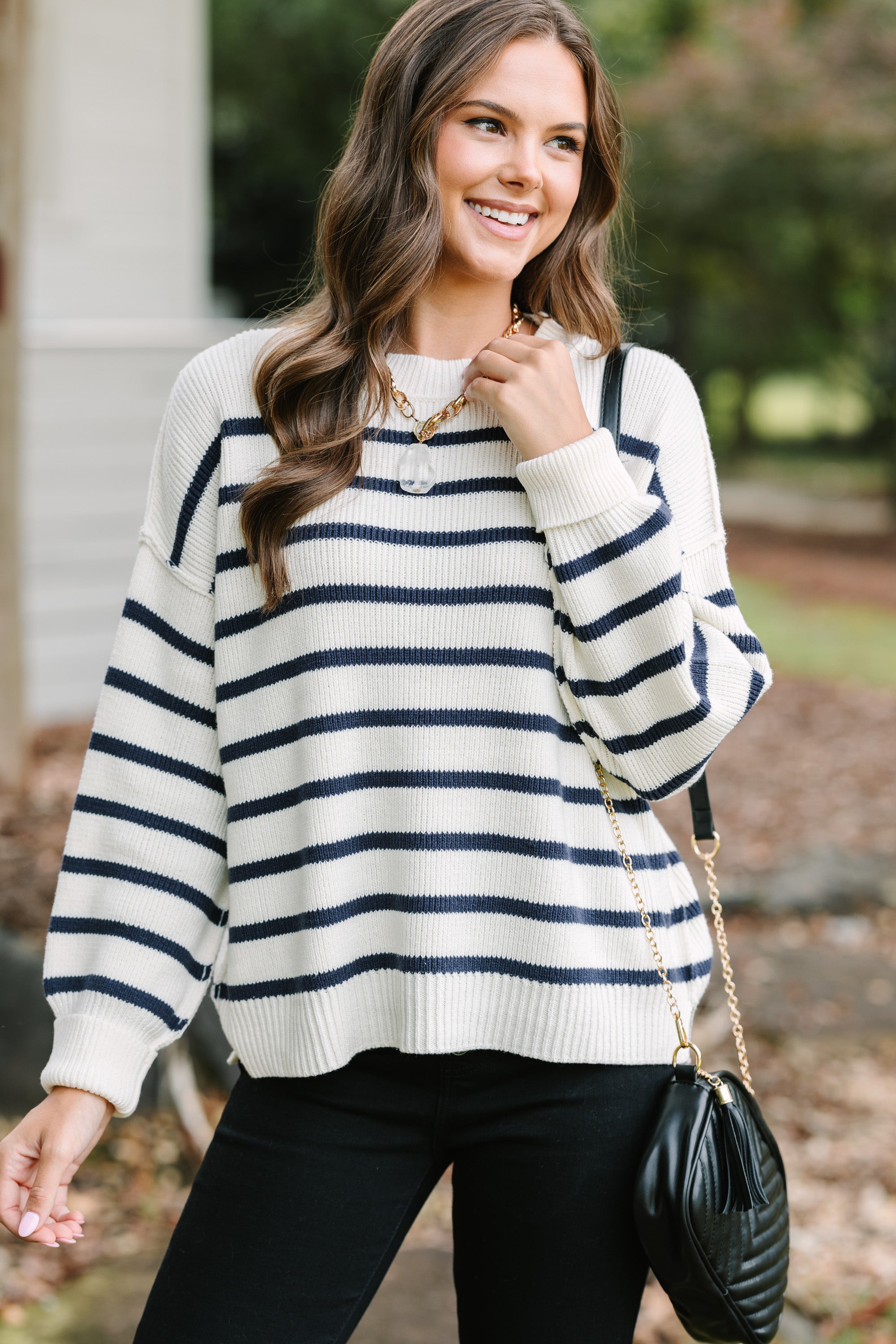 Way Off White Striped Sweater